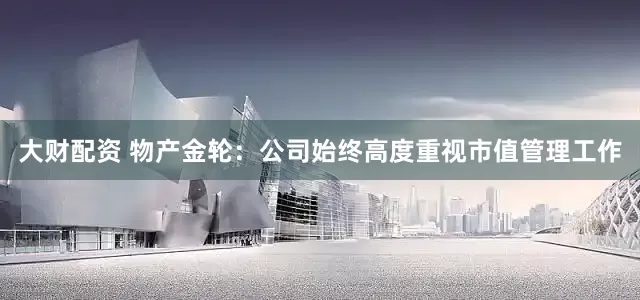 大财配资 物产金轮：公司始终高度重视市值管理工作